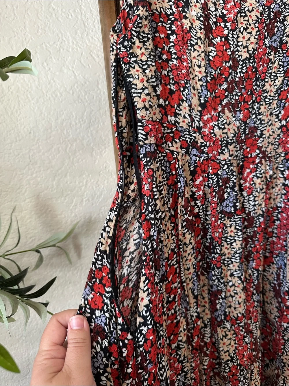 Free People Floral Cutout Mini Dress XS Boho Prairie Tie Sleeve Pockets